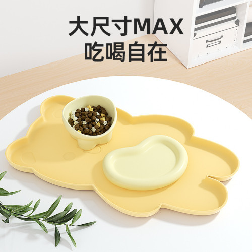 柒哦小熊寵物餐墊貓碗墊防水防滑貓咪狗狗吃飯餐盤超大號餐具墊子