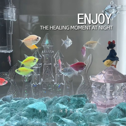 超白玻璃魚缸桌面小型簡約觀賞缸桌面懶人水晶碎石養魚造景飼養缸
