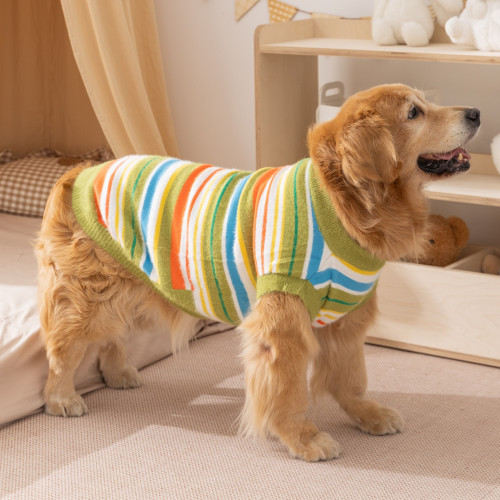 新品預售狗狗衣服秋冬季簡約百搭條紋毛衣無袖大狗狗寵物衣服
