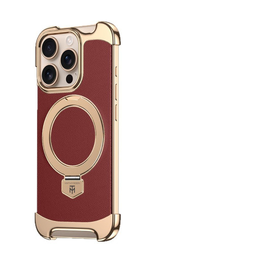 支點殼適用蘋果17Promax素皮磁吸支架手機殼iPhone16無邊電鍍素皮