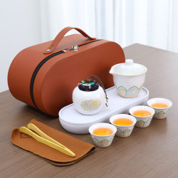 旅行茶具小套裝古韻蓋碗茶杯功夫茶具快客杯實用禮品商務伴手禮