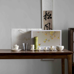 三生有杏功夫茶具禮盒套裝陶瓷家用泡茶杯蓋碗喝茶茶道辦公室禮品