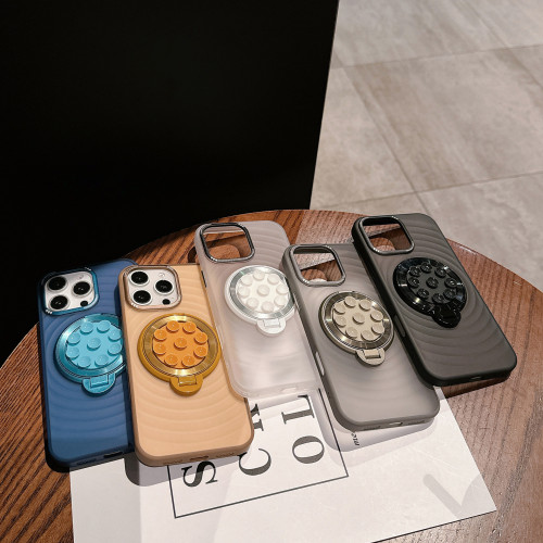 新品矽膠吸盤支架適用蘋果16pro手機殼套啤亞克力15波浪紋14磨砂