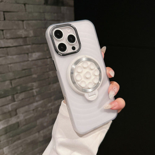 新品矽膠吸盤支架適用蘋果16pro手機殼套啤亞克力15波浪紋14磨砂