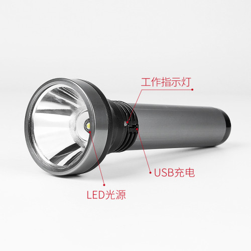 雅尼U01手電筒強光充電戶外超亮遠射USB探照燈家用輕巧可攜式