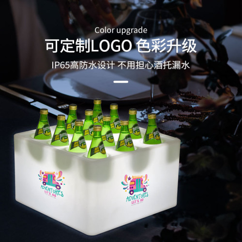 LED七彩發光酒托 KTV酒吧圓形方形紅酒托盤 LED發光托盤