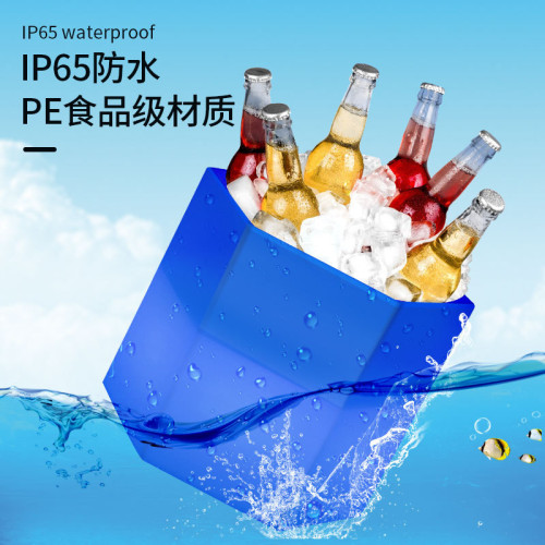 LED啤酒香檳桶發光冰桶六角遙控戶外防水耐摔塑膠花盆冰塊桶