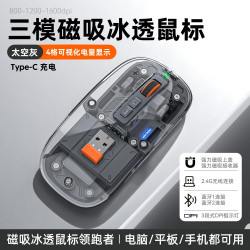 M136透明無線藍牙三模滑鼠可充電磁吸創意禮品筆記型電腦辦公滑鼠