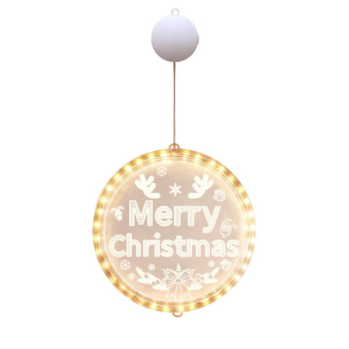 發光merry christmas吸盤LED彩燈2025聖誕節氛圍櫥窗布置裝飾掛件