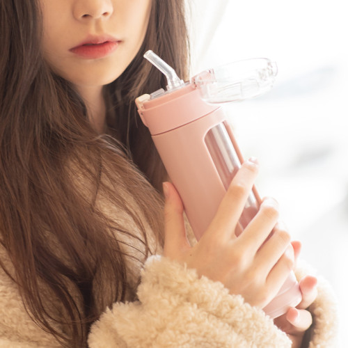 可愛帶吸管杯高顔值夏天雙層可攜式玻璃水杯子 ins風小禮品創意