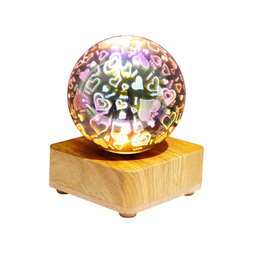 LED3D菸花小夜燈聖誕節日浪漫氛圍小台燈USB夢幻魔方氛圍燈床頭燈