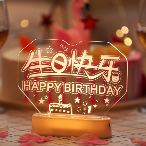 發光Happy birthday字母led彩燈牌擺件室內生日裝飾布置小夜燈
