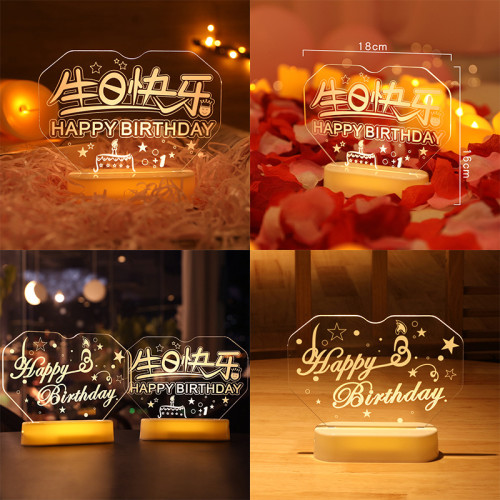 發光Happy birthday字母led彩燈牌擺件室內生日裝飾布置小夜燈