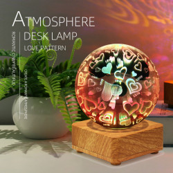 LED3D愛心小夜燈聖誕節日浪漫氛圍小台燈USB夢幻魔方氛圍燈床頭燈