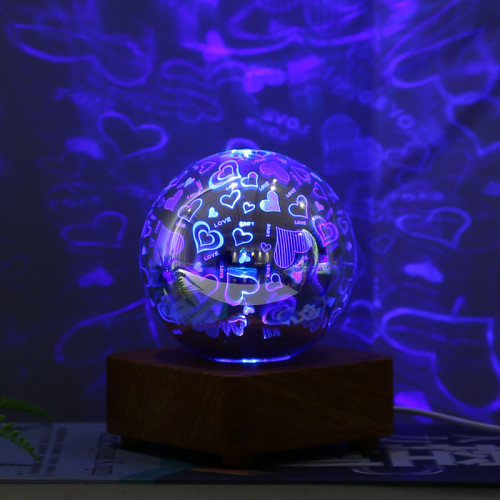 LED3D愛心小夜燈聖誕節日浪漫氛圍小台燈USB夢幻魔方氛圍燈床頭燈