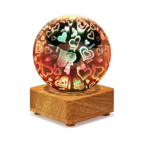 LED3D愛心小夜燈聖誕節日浪漫氛圍小台燈USB夢幻魔方氛圍燈床頭燈