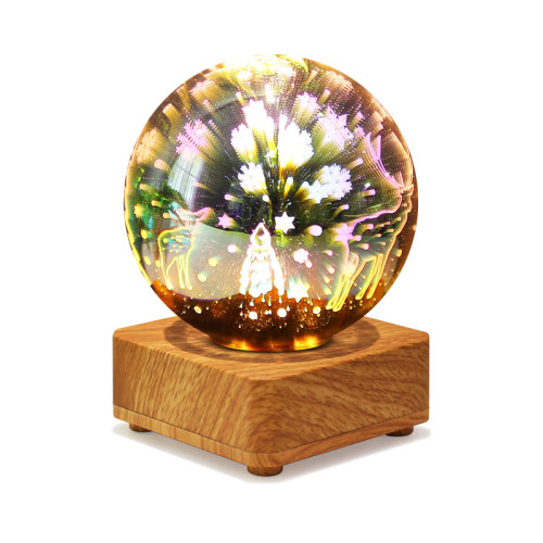LED3D聖誕小夜燈聖誕節日浪漫氛圍小台燈USB夢幻魔方氛圍燈床頭燈