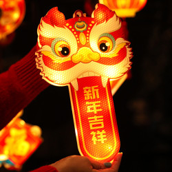 發光新年吉祥年獸舞獅LED彩燈掛件2025春節過年氛圍裝飾布置掛飾