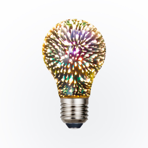 LED3D菸花燈泡E27螺口 A60玻璃泡節日喜慶聖誕氛圍裝飾玻璃罩光源