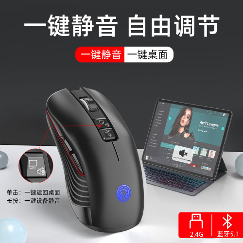 M601藍牙雙模無線遊戯滑鼠筆電桌上型電腦通用滑鼠充電款靜音滑鼠