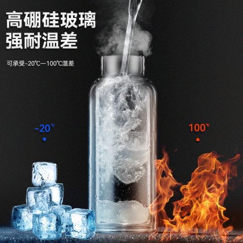 茶水分離杯高顔值玻璃杯雙層防爆耐高溫男生運動水杯子禮品