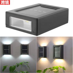 太陽能壁燈戶外花園庭院家用裝飾燈上下發光圍牆燈室外裝飾壁燈
