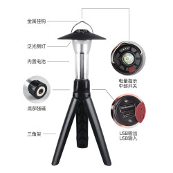 新款戶外燈塔露營燈led照明營地燈迷你可攜式USB充電手電筒野營燈