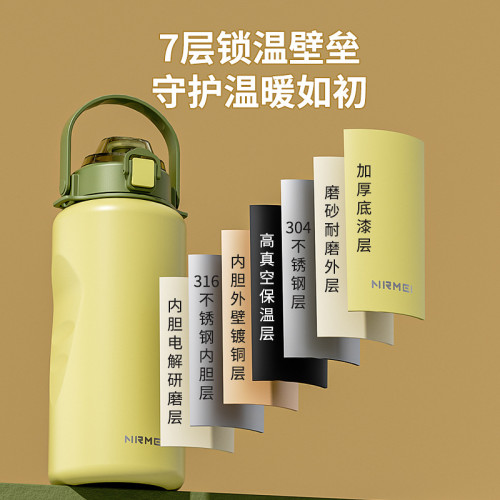 316不鏽鋼保溫杯大容量女生高顔值戶外可攜式吸管學生水杯刻字
