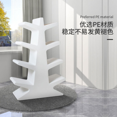 發光書架落地置物架家用客廳簡易兒童書本架樹形書桌面收納架子