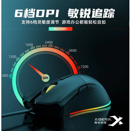 西伯利亞CM816 宏定義RGB流光發光遊戯滑鼠7D自定義吃雞CF有線