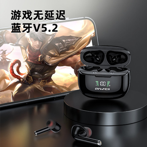 TWS迷你無線藍牙耳機立體聲遊戯耳機藍牙5.2數顯降噪爆款禮品