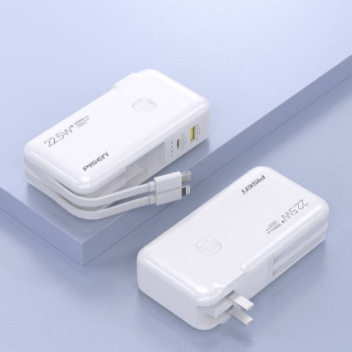 品勝充電寶二合一自帶插頭22.5W超大容量20000安培行動電源自帶線