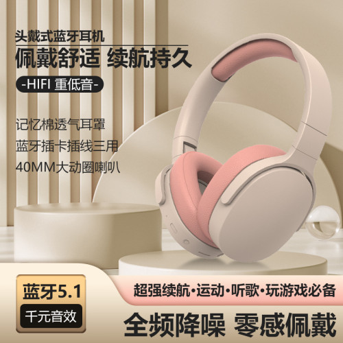 P2961藍牙耳機頭戴式網課學習兒童音樂運動降噪耳機爆款