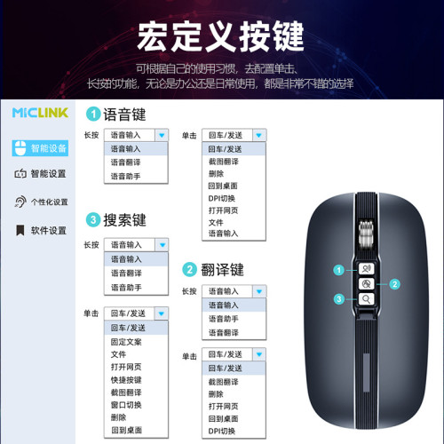 M113AI語音滑鼠藍牙雙模靜音充電桌上型電腦筆電通用AI語音操控