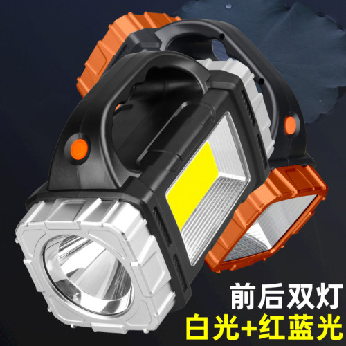 新款多功能手提燈強光手電筒戶外太陽能充電LED照明燈可攜式探照燈