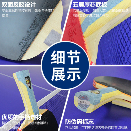 紅雙喜乒乓球拍專業級單拍六星狂飚學生6星直拍橫拍兵乓拍6星雙拍