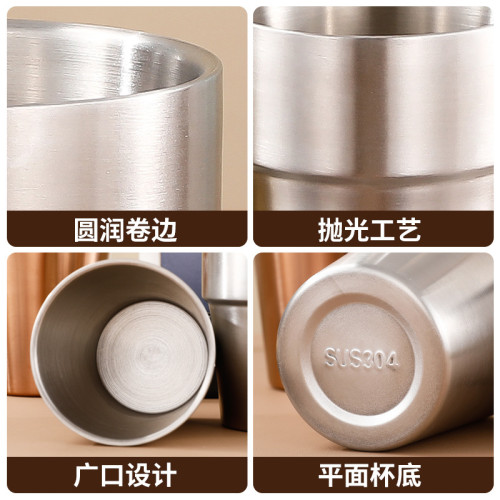 304不鏽鋼水杯 雙層馬克杯韓式杯兒童防燙特厚隨手杯辦公室溫水杯