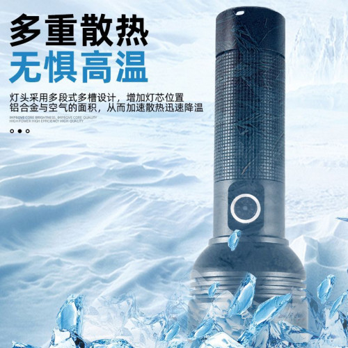 新款白雷射強光手電筒  TYPE-C充電無極變焦帶輸出多功能手電