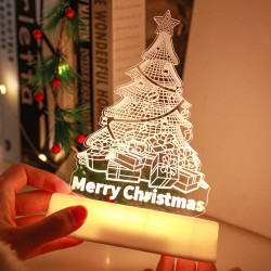聖誕樹裝飾桌面擺件LED燈串發光亞克力飾品christmas藍海産品