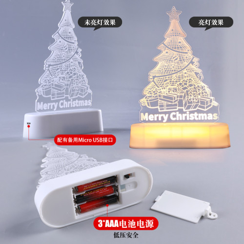 聖誕樹裝飾桌面擺件LED燈串發光亞克力飾品christmas藍海産品