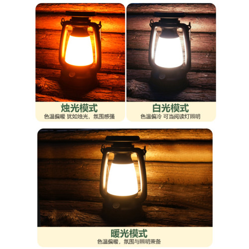 新款戶外復古太陽能手提露營燈  充電台燈裝飾氛圍燈煤油燈應急燈