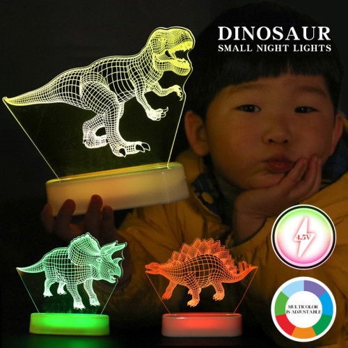 3D小夜燈卡通桌面氛圍擺件燈diy恐龍創意兒童禮物亞克力燈