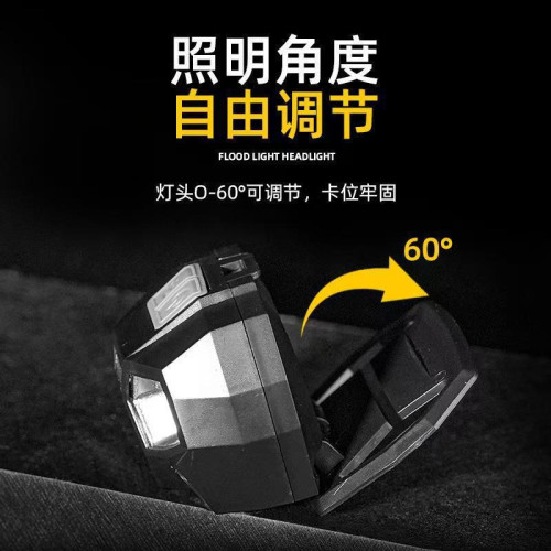 強光揮手感應COB頭燈戶外騎行燈COB充電夜跑步燈強光頭燈矽膠