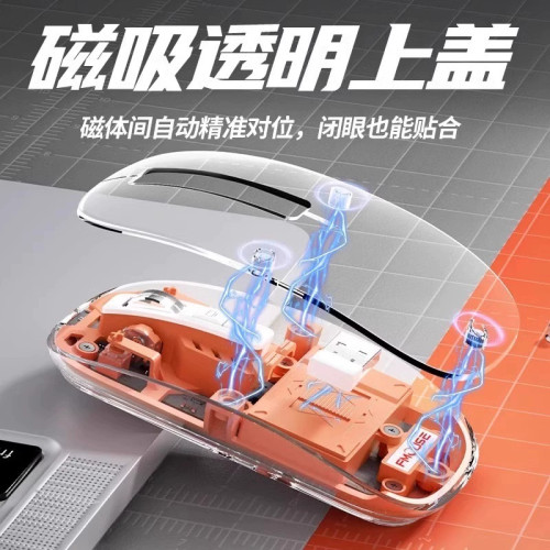 無線透明電競遊戯滑鼠藍牙靜音充電辦公筆記型電腦源