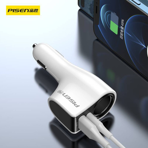 品勝車用充電器點菸器轉換插頭24V汽車上用的5v3a一拖二車充快沖