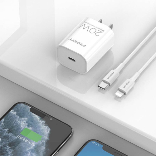 品勝20W快充套裝PD超級充電頭可攜式1M充電線套餐適用蘋果充電器