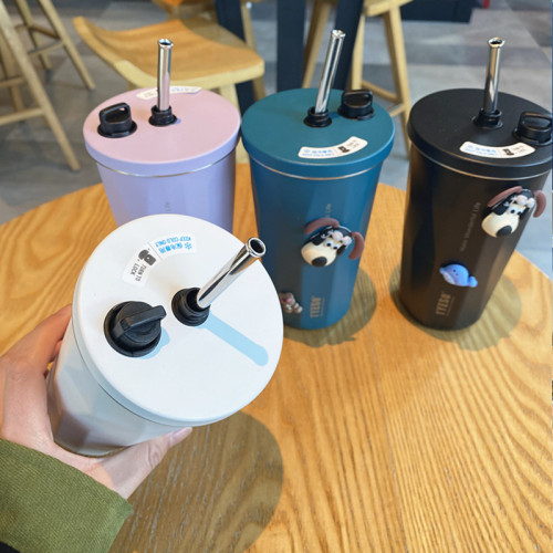 泰碩稜形吸管杯不鏽鋼保溫車用咖啡杯隨行情侶保溫保冷健身杯