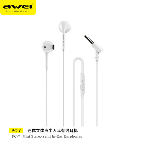 AWEI用維入耳式有線耳機適用華爲小米蘋果斜插線控耳機
