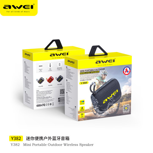 AWEI用維Y382爆款可攜式低音砲7級防水戶外露營tws藍牙音箱