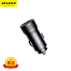 Awei用維車用手機充電器 透明2.4A快充轉化插頭多功能點菸器車充